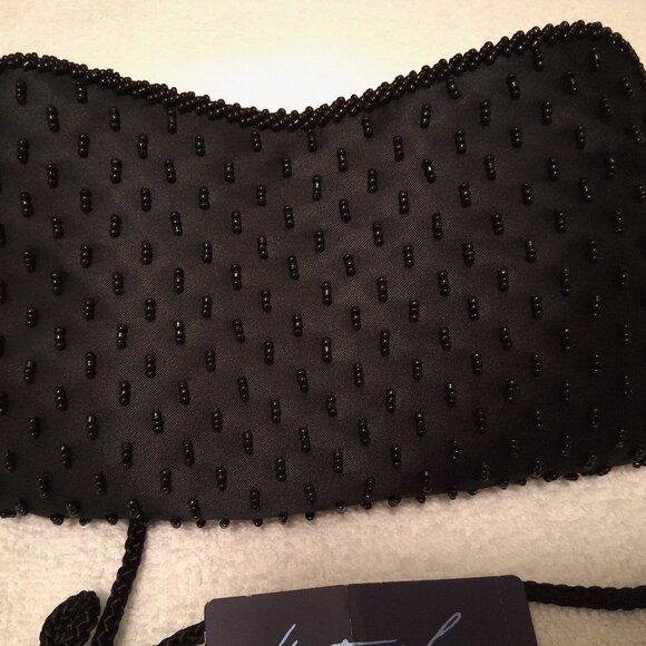 Metaphor Vintage Black Beaded Formal Evening Clutch Bag with Mirror EUC - Picture 4 of 12